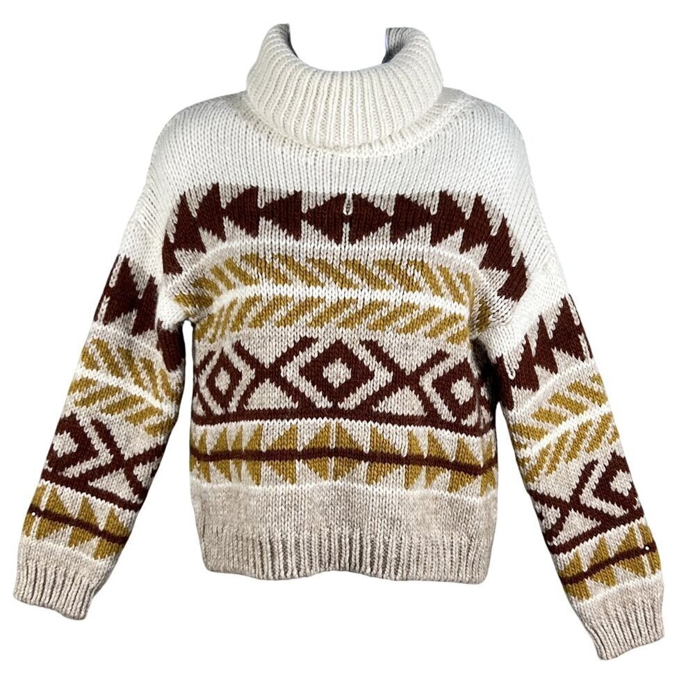 Anthropologie Elsamanda Womens S Sweater Alpaca Blend Southwestern Turtleneck
